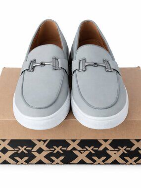 XRAY Men’s Gray Slip‑On Loafers with Silver Bit Detail size 9
